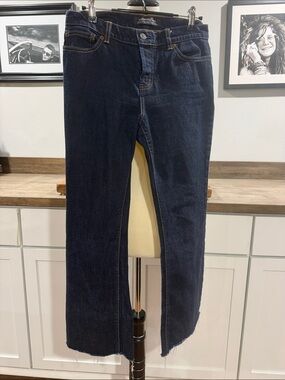LONDONJEAN Dark Blue bootcut -Leg Women's Jeans raw hem size 4